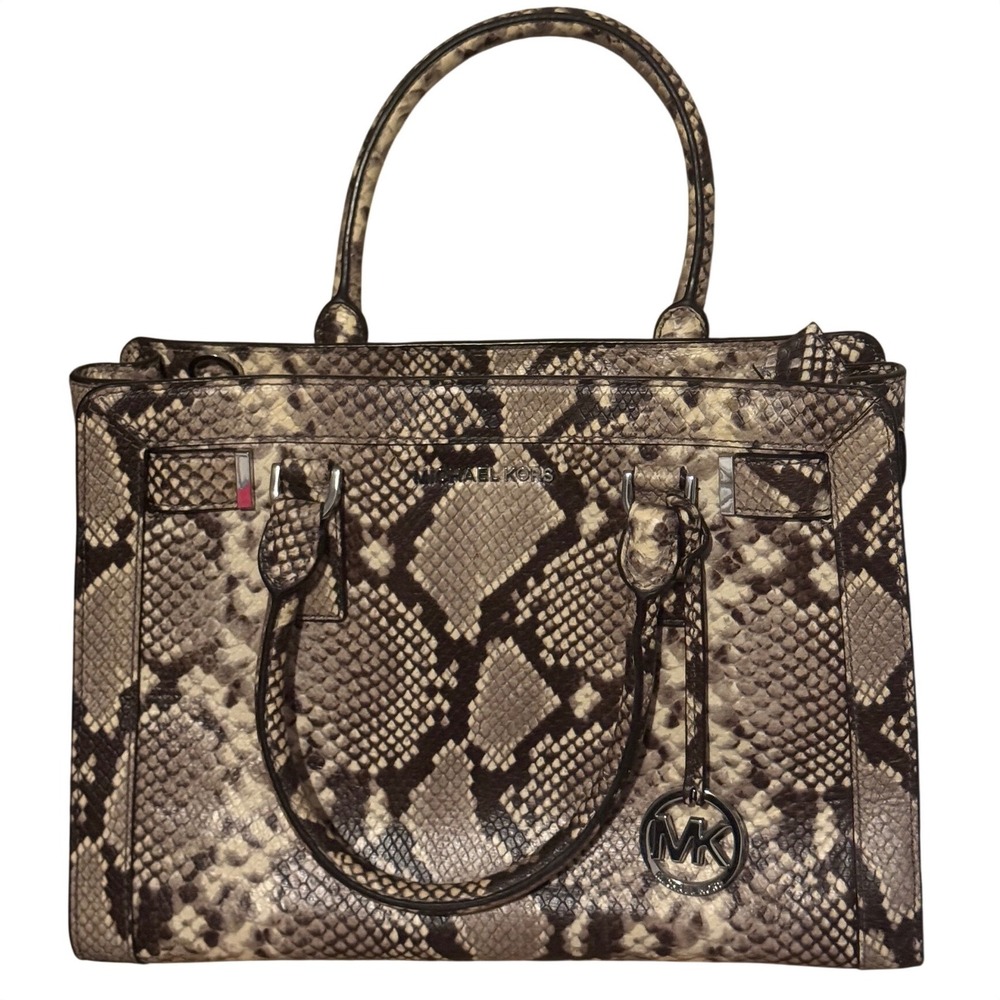Michael Kors Snakeskin Tote Bag Silver Tone Hardware MK  Logo - Picture 2 of 9